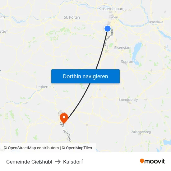 Gemeinde Gießhübl to Kalsdorf map