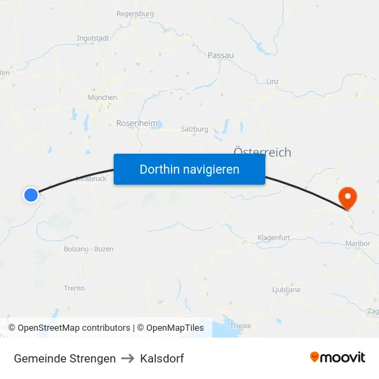 Gemeinde Strengen to Kalsdorf map