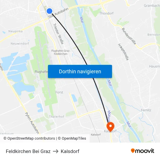 Feldkirchen Bei Graz to Kalsdorf map