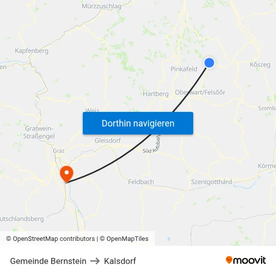 Gemeinde Bernstein to Kalsdorf map