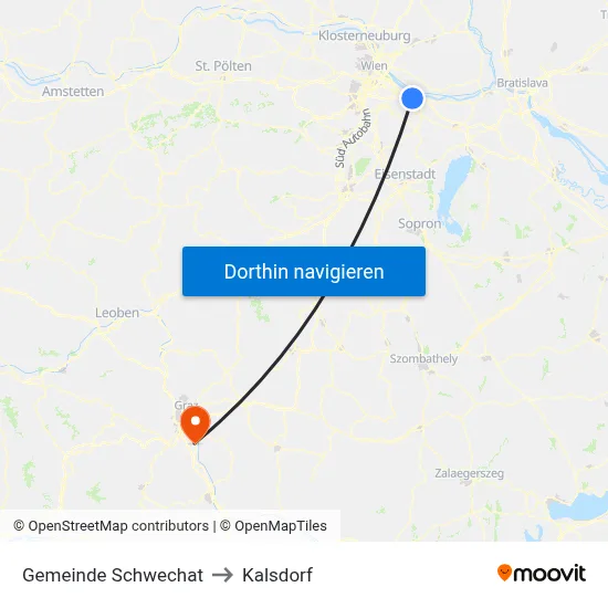 Gemeinde Schwechat to Kalsdorf map
