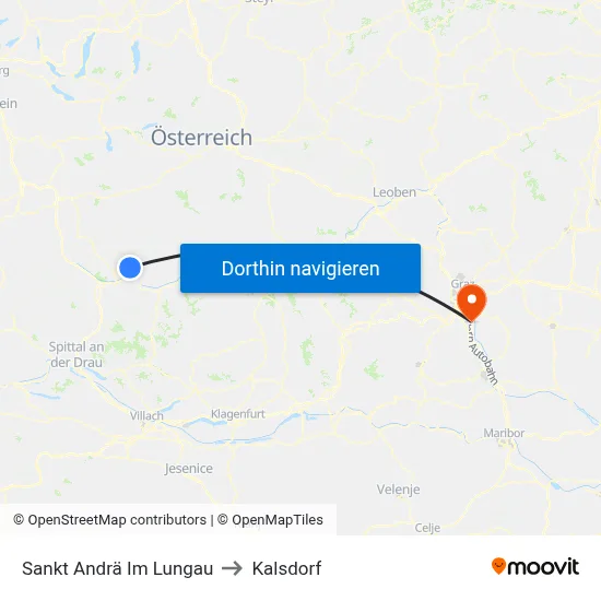 Sankt Andrä Im Lungau to Kalsdorf map