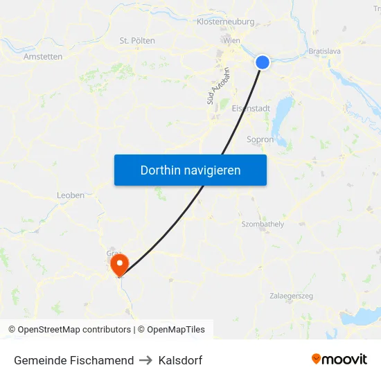 Gemeinde Fischamend to Kalsdorf map