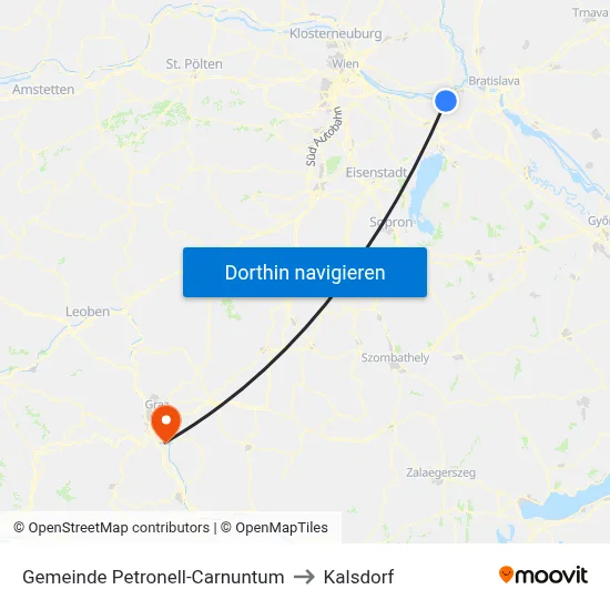 Gemeinde Petronell-Carnuntum to Kalsdorf map