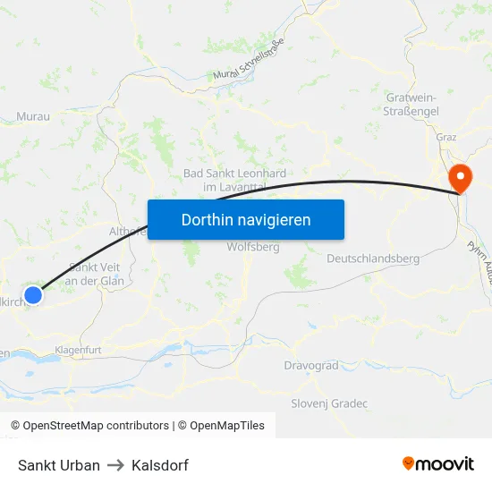 Sankt Urban to Kalsdorf map