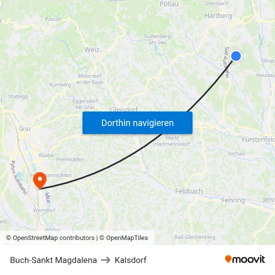 Buch-Sankt Magdalena to Kalsdorf map