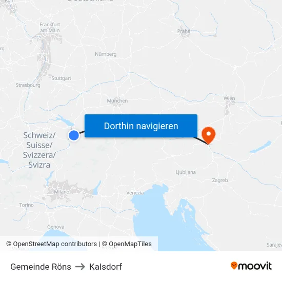 Gemeinde Röns to Kalsdorf map