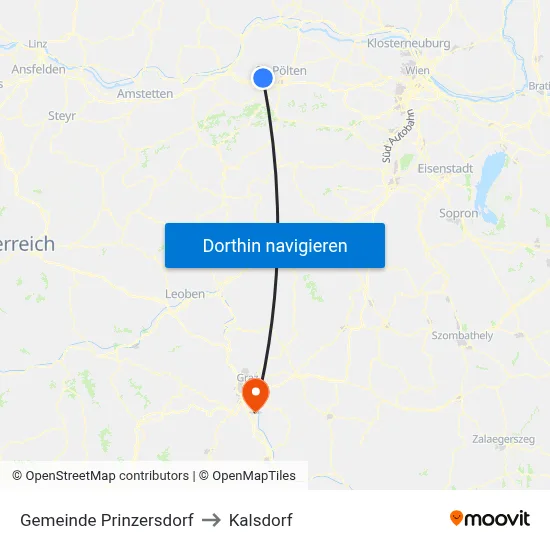 Gemeinde Prinzersdorf to Kalsdorf map