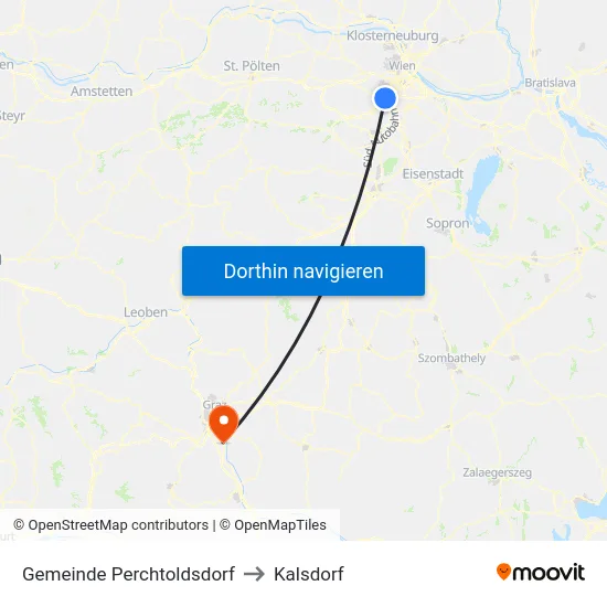 Gemeinde Perchtoldsdorf to Kalsdorf map