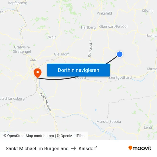 Sankt Michael Im Burgenland to Kalsdorf map