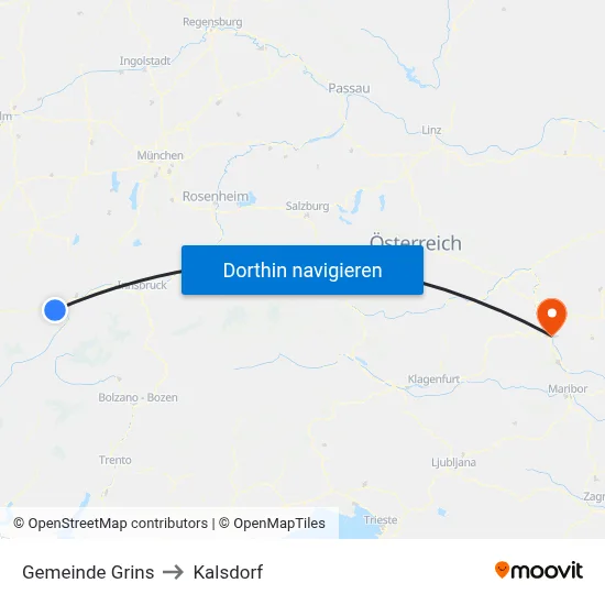 Gemeinde Grins to Kalsdorf map