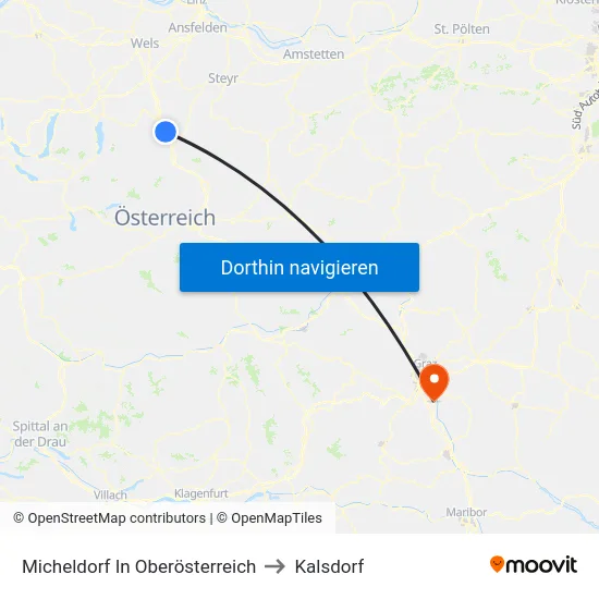 Micheldorf In Oberösterreich to Kalsdorf map