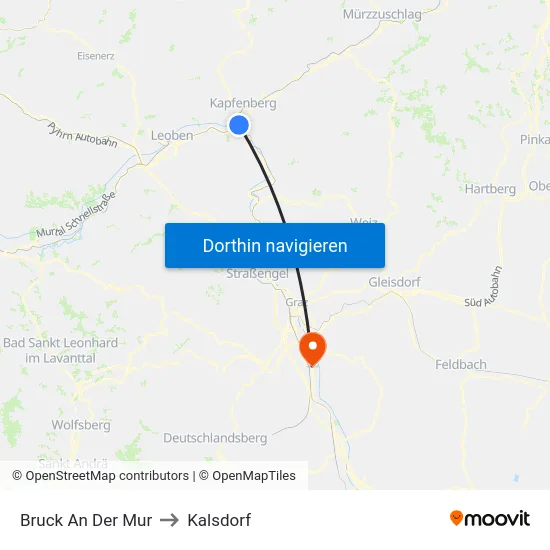 Bruck An Der Mur to Kalsdorf map