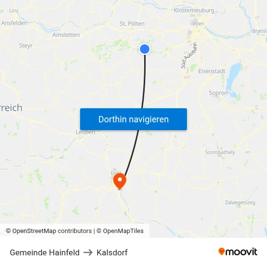Gemeinde Hainfeld to Kalsdorf map