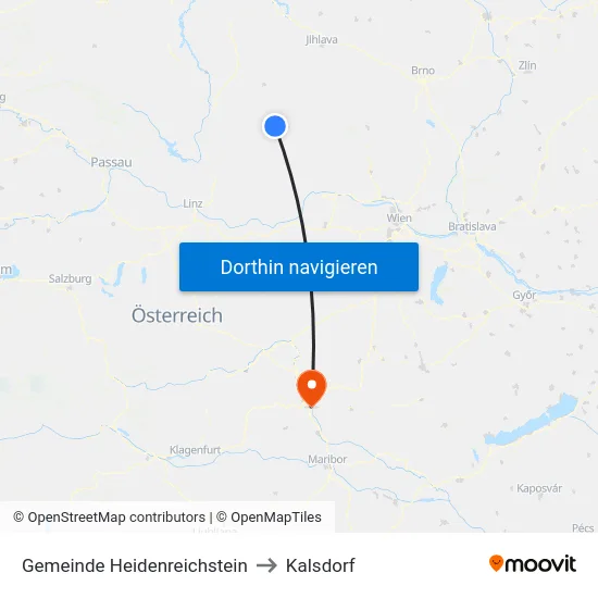 Gemeinde Heidenreichstein to Kalsdorf map