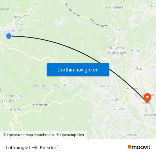 Lobmingtal to Kalsdorf map