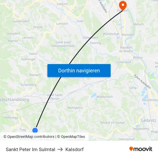 Sankt Peter Im Sulmtal to Kalsdorf map