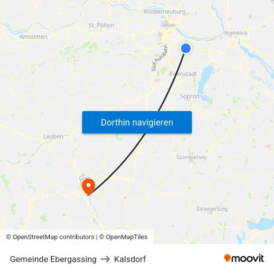 Gemeinde Ebergassing to Kalsdorf map