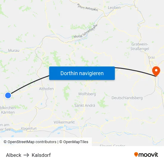 Albeck to Kalsdorf map