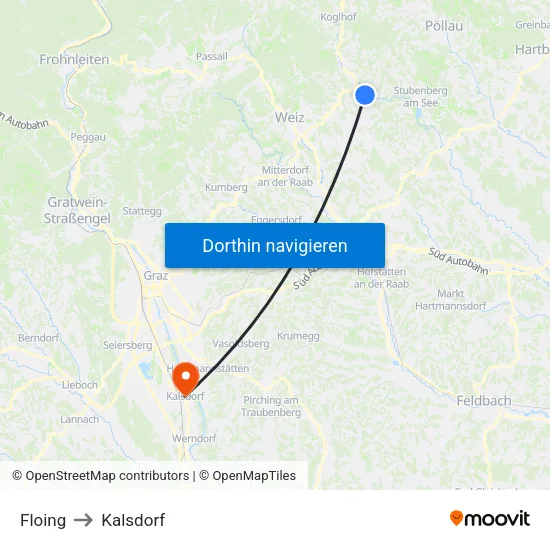 Floing to Kalsdorf map