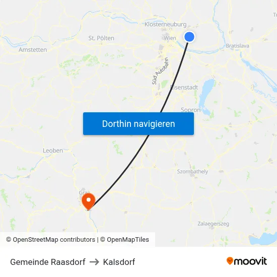 Gemeinde Raasdorf to Kalsdorf map