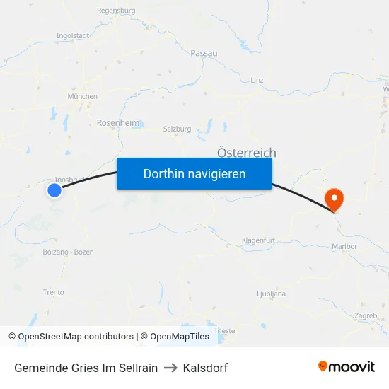 Gemeinde Gries Im Sellrain to Kalsdorf map