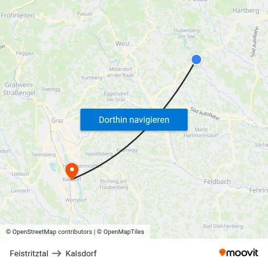 Feistritztal to Kalsdorf map