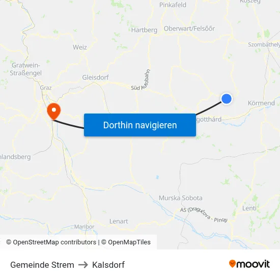 Gemeinde Strem to Kalsdorf map