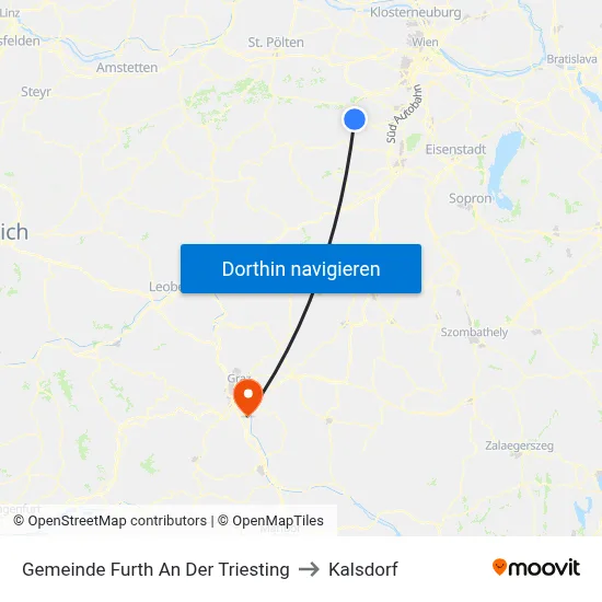 Gemeinde Furth An Der Triesting to Kalsdorf map