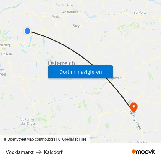 Vöcklamarkt to Kalsdorf map