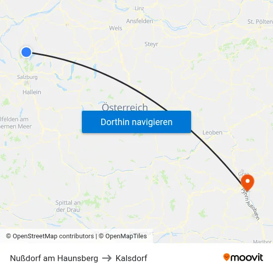Nußdorf am Haunsberg to Kalsdorf map