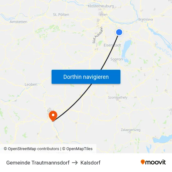 Gemeinde Trautmannsdorf to Kalsdorf map