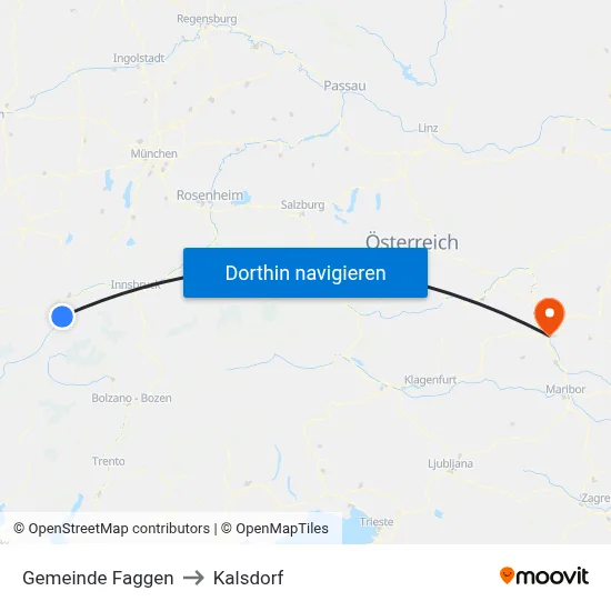 Gemeinde Faggen to Kalsdorf map