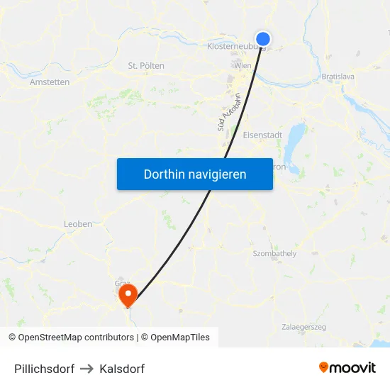 Pillichsdorf to Kalsdorf map