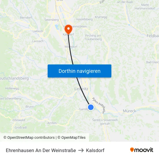 Ehrenhausen An Der Weinstraße to Kalsdorf map