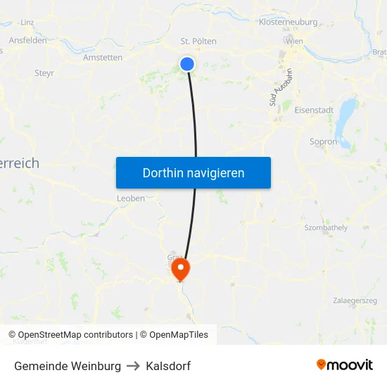 Gemeinde Weinburg to Kalsdorf map