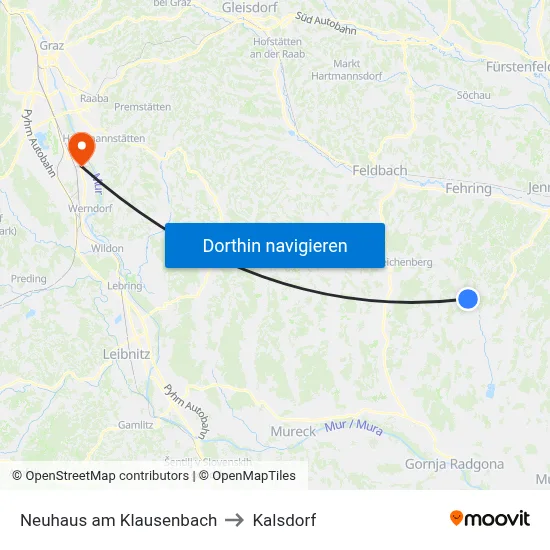 Neuhaus am Klausenbach to Kalsdorf map