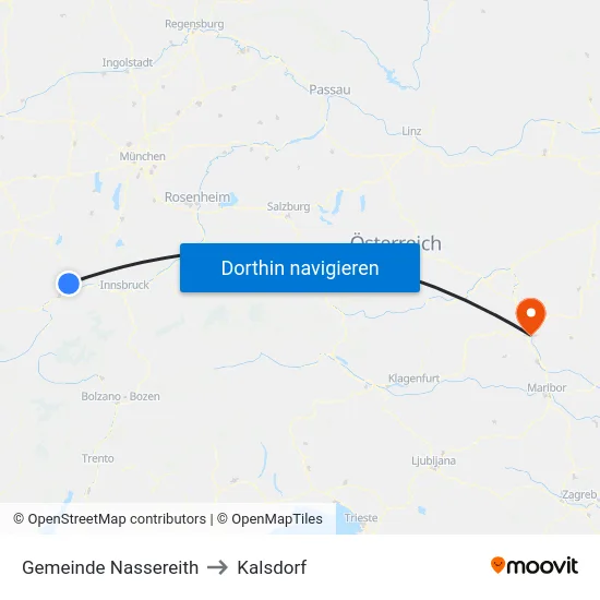 Gemeinde Nassereith to Kalsdorf map