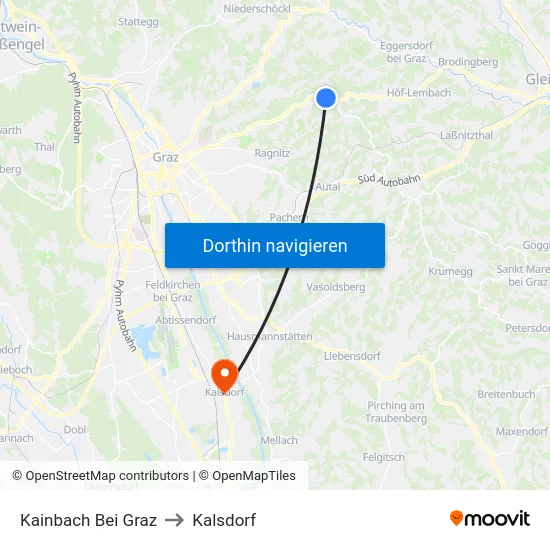 Kainbach Bei Graz to Kalsdorf map
