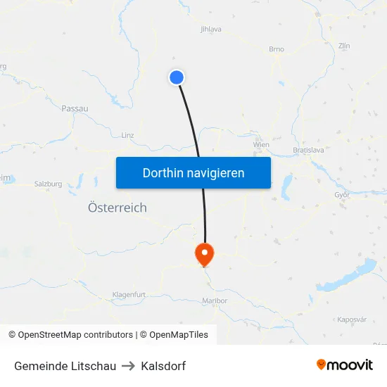 Gemeinde Litschau to Kalsdorf map