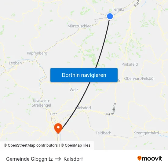 Gemeinde Gloggnitz to Kalsdorf map