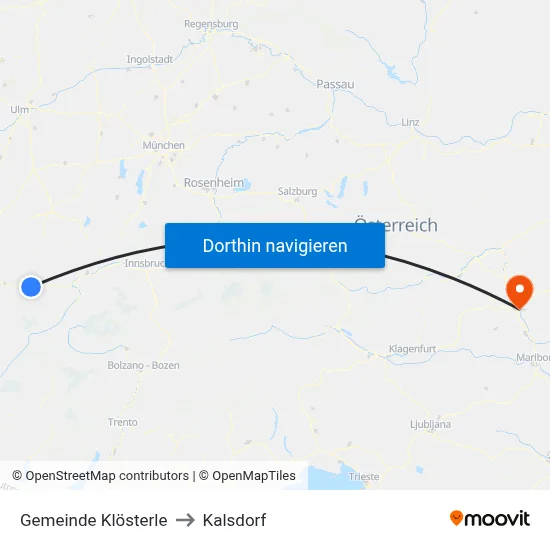 Gemeinde Klösterle to Kalsdorf map