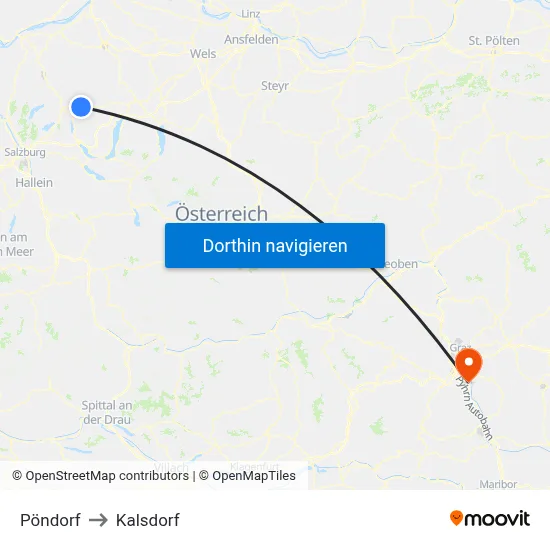 Pöndorf to Kalsdorf map