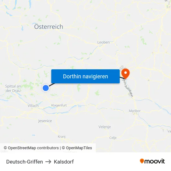 Deutsch-Griffen to Kalsdorf map