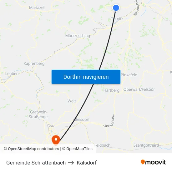 Gemeinde Schrattenbach to Kalsdorf map