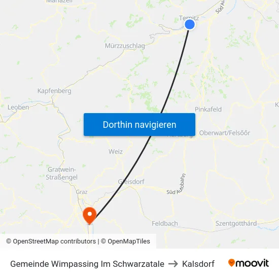Gemeinde Wimpassing Im Schwarzatale to Kalsdorf map