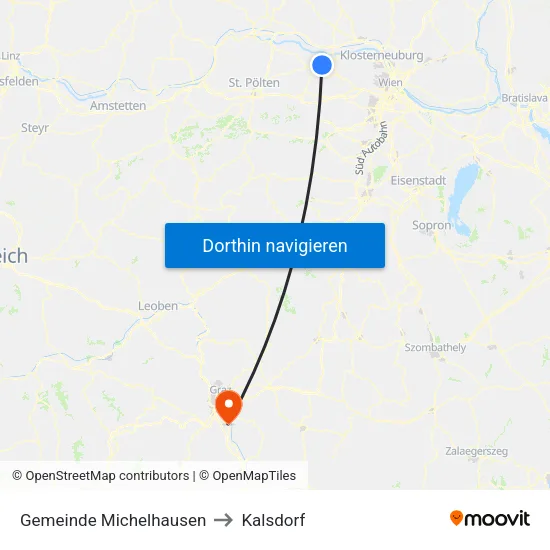 Gemeinde Michelhausen to Kalsdorf map