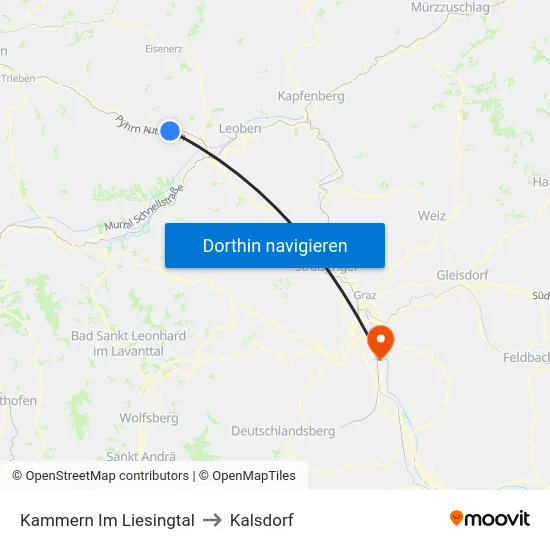 Kammern Im Liesingtal to Kalsdorf map