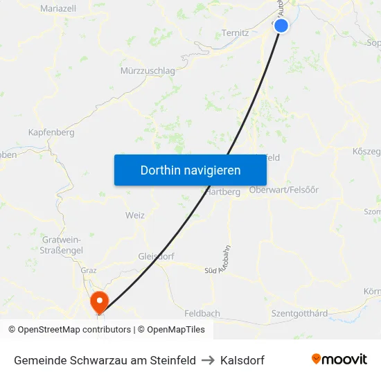 Gemeinde Schwarzau am Steinfeld to Kalsdorf map