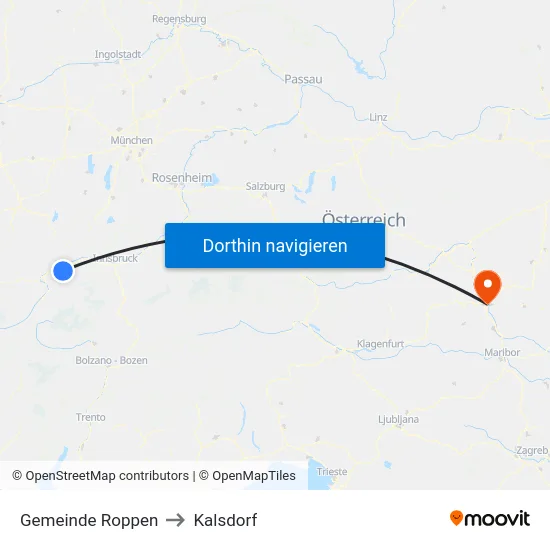 Gemeinde Roppen to Kalsdorf map